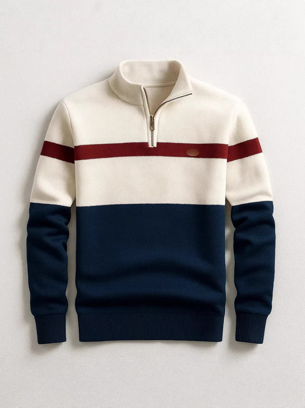 Mens Stand Collar Half Zip Knit Sweater