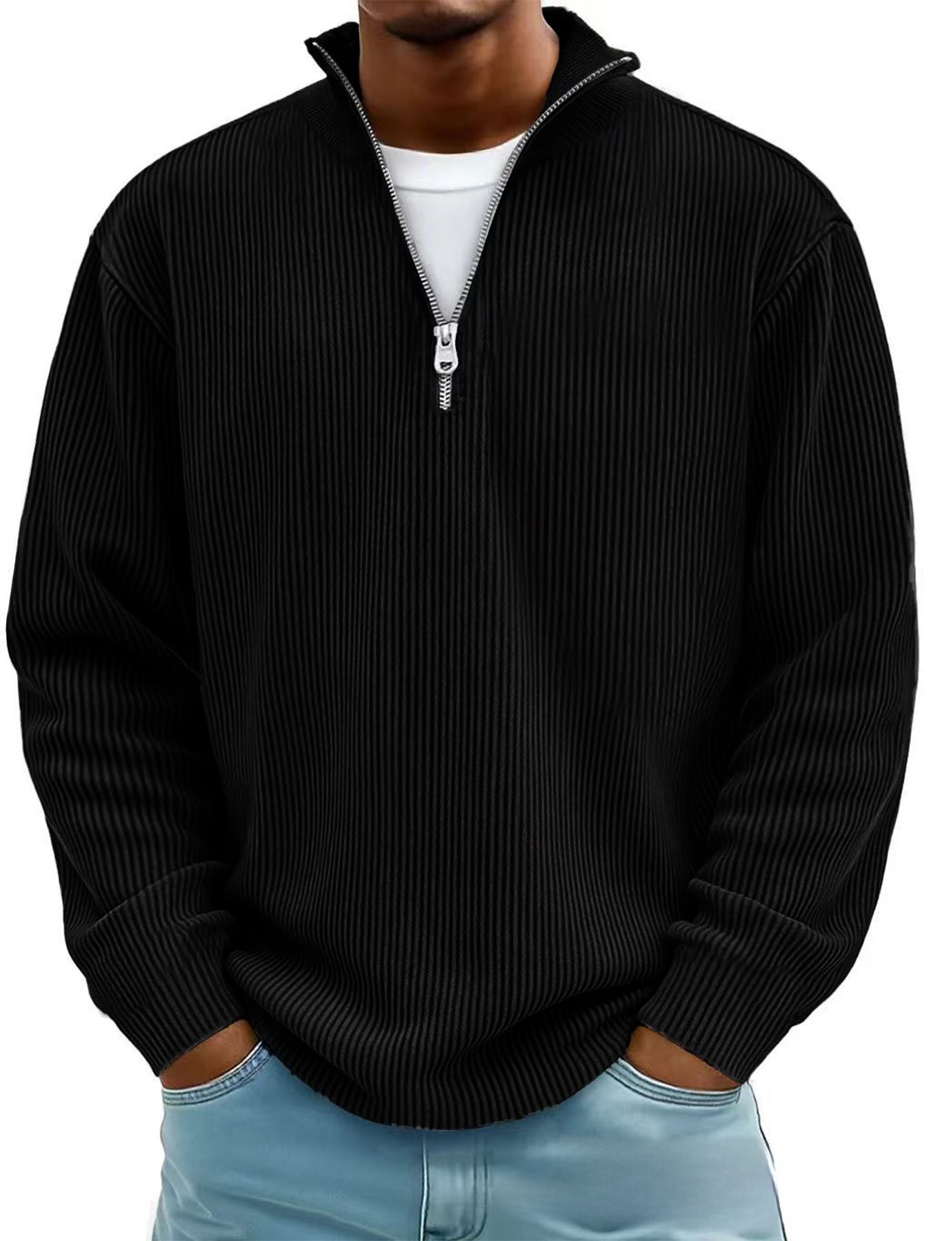 Men's Casual Long-Sleeve Polo Shirt/Sweatshirt