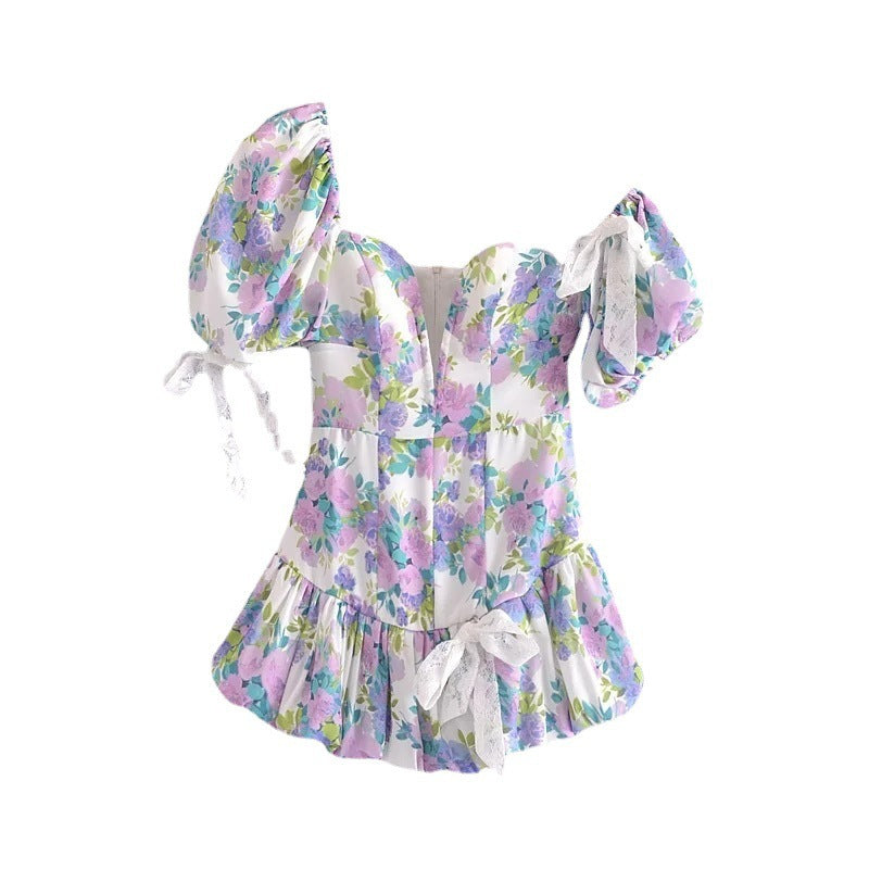 Lace-Up Lotus-Leaf Dress