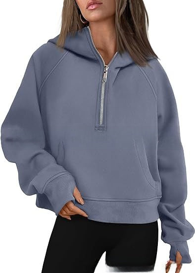 Hooded  zipped and thickened hoodie for women
