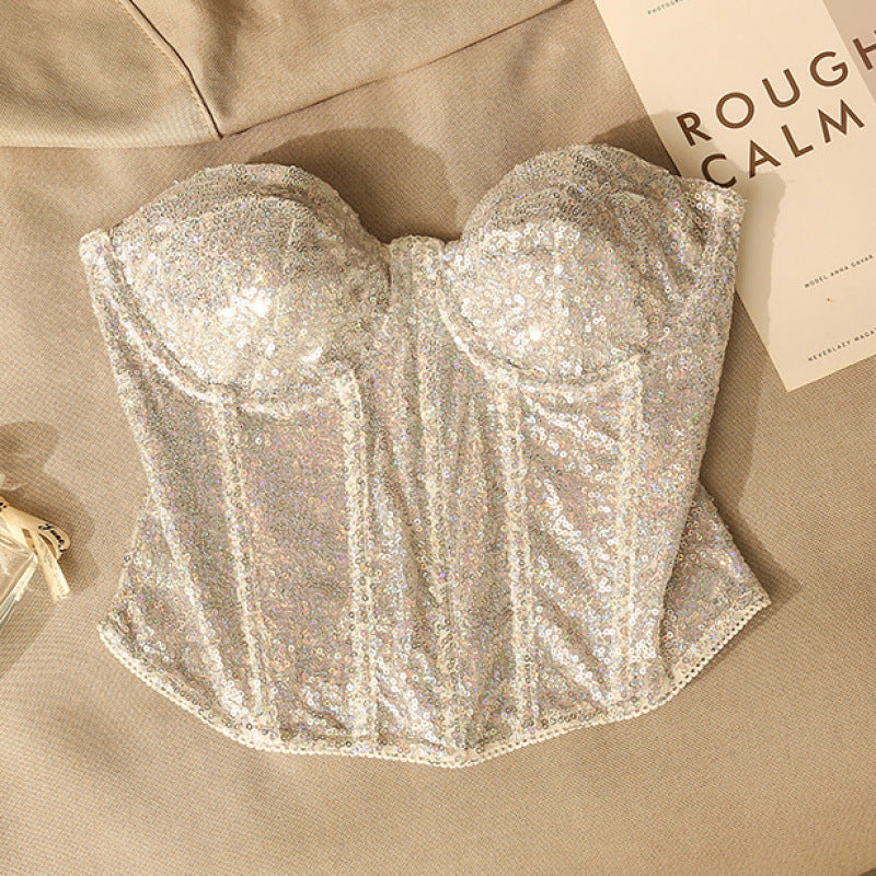 Sequin Fishbone Camisole Top