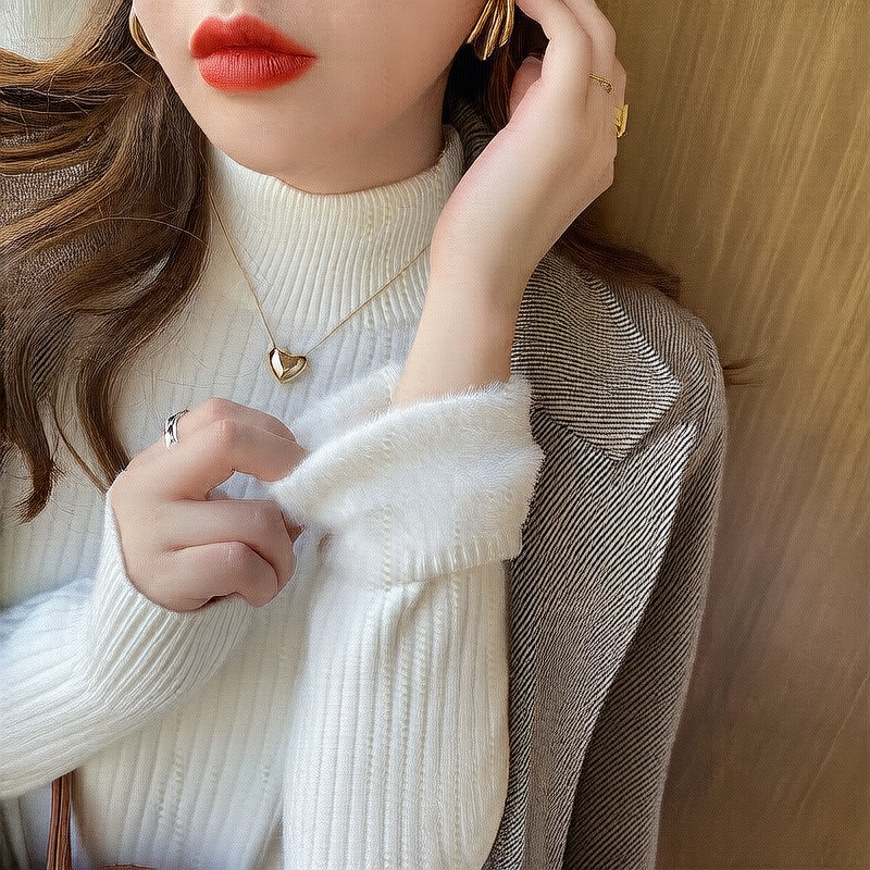 Half-neck sweater for women, suitable for autumn and winter tops