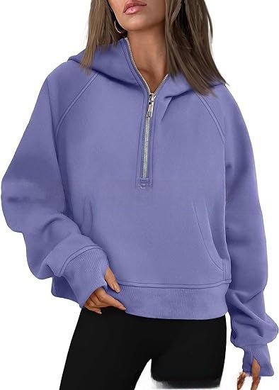 Hooded  zipped and thickened hoodie for women