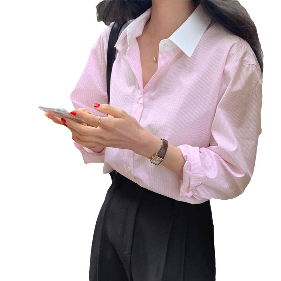 Striped shirt blouse for women