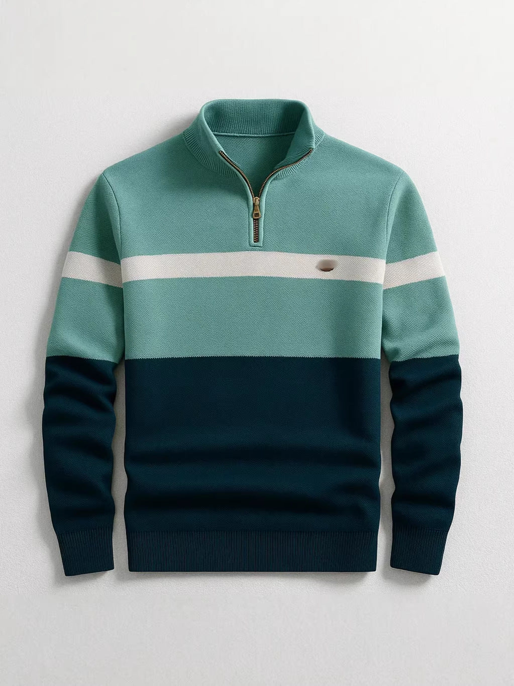 Mens Stand Collar Half Zip Knit Sweater