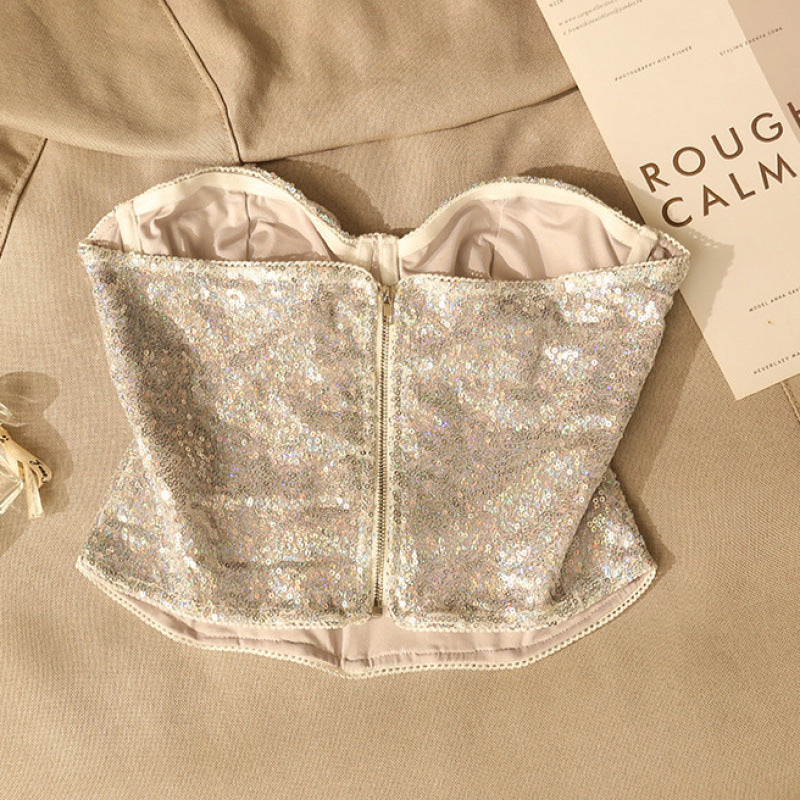 Sequin Fishbone Camisole Top