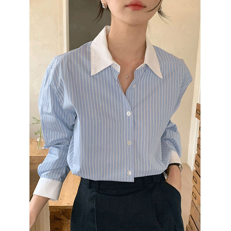 Striped shirt blouse for women