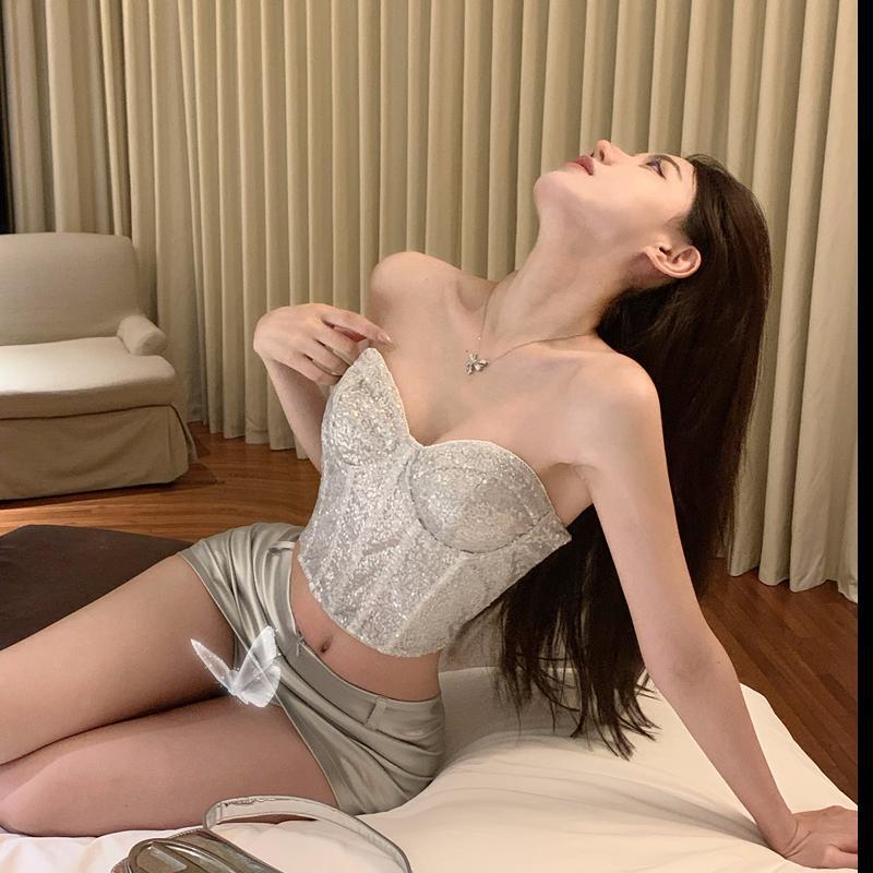 Sequin Fishbone Camisole Top